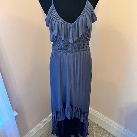 Express High-Low Ruffle Maxi Dress. Size medium. Color is a blueish/purple. - Picture 1 of 6